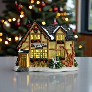 Santas Workbench Parchment & Paper Shoppe Lighted Christmas Building 2001